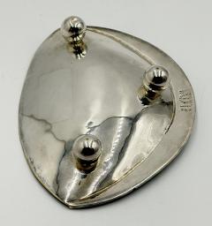  Los Castillo Los Castillo Taxco Silver Plate Tripod Catchall with Lapis Azurite Stone Inlay - 4711972