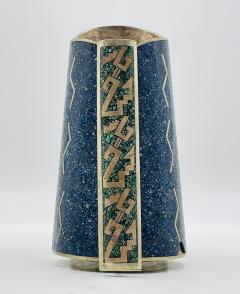  Los Castillo Mexican Alpaca Silver Lapis Lazuli Inlaid Water Pitcher Mexico Modernism - 4714414