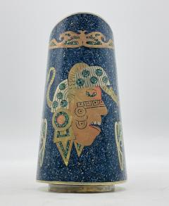  Los Castillo Mexican Alpaca Silver Lapis Lazuli Inlaid Water Pitcher Mexico Modernism - 4714416