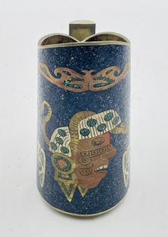  Los Castillo Mexican Alpaca Silver Lapis Lazuli Inlaid Water Pitcher Mexico Modernism - 4714420