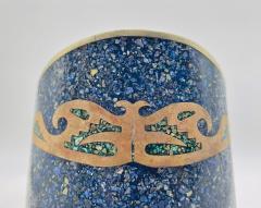  Los Castillo Mexican Alpaca Silver Lapis Lazuli Inlaid Water Pitcher Mexico Modernism - 4714423