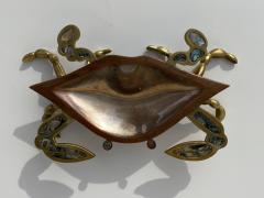  Los Castillo Mexican Brass and Abalone Crab Family Serving Dish - 1772009