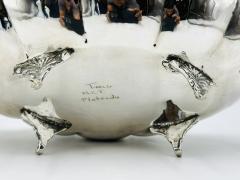  Los Castillo Mexican Silver Plate Center Bowl with Abalone Fish Handles Signed A C T Taxco - 4712622