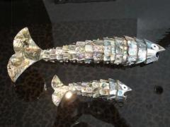  Los Castillo Pair of Abalone Shell Fish Sculptures in the Style of Los Castillos - 3326439