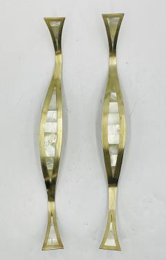  Los Castillo Pair of Large Door Handles in Brass Mother of Pearl by Los Castillo Mexican - 4714356