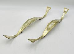 Los Castillo Pair of Large Door Handles in Brass Mother of Pearl by Los Castillo Mexican - 4714358