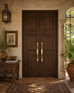  Los Castillo Pair of Large Door Handles in Brass Mother of Pearl by Los Castillo Mexican - 4714855