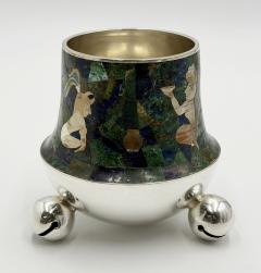  Los Castillo Rare Los Castillo Tripod Vase with Malachite Lapis Azurite Turquoise Inlay - 4711925