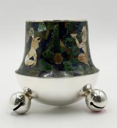  Los Castillo Rare Los Castillo Tripod Vase with Malachite Lapis Azurite Turquoise Inlay - 4711926