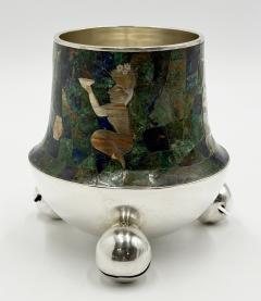  Los Castillo Rare Los Castillo Tripod Vase with Malachite Lapis Azurite Turquoise Inlay - 4711927
