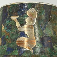  Los Castillo Rare Los Castillo Tripod Vase with Malachite Lapis Azurite Turquoise Inlay - 4711930