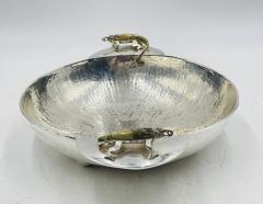  Los Castillo Silver Plated Bowl with Stone Inlaid Lizard Handles by Wolmar Castillo - 4220203