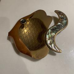  Los Castillo Style Los Castillo Adorable FISH Ashtray Married Metals Abalone Stone Mexico - 2553218