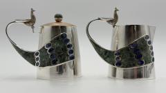  Los Castillo Wolmar Castillo Peacock Creamer Sugar Pot Ladle W Malachite Lapis Inlay - 4712001