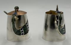  Los Castillo Wolmar Castillo Peacock Creamer Sugar Pot Ladle W Malachite Lapis Inlay - 4712004