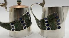  Los Castillo Wolmar Castillo Peacock Creamer Sugar Pot Ladle W Malachite Lapis Inlay - 4712005