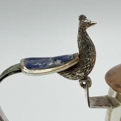 Los Castillo Wolmar Castillo Peacock Creamer Sugar Pot Ladle W Malachite Lapis Inlay - 4712009