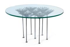  Lost City Arts Brutalist Silver Gilt Floral Table with Glass Top by Lost City Arts - 1713538