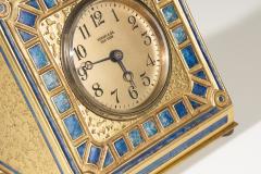  Louis C Tiffany Furnaces Inc Blue Art Deco Desk Clock - 4466123