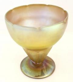  Louis C Tiffany Furnaces Inc Green Iridescent Favrile Glass Compote by Tiffany Signed Nash circa 1920 - 3734853