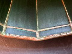  Louis C Tiffany Furnaces Inc Rare Green Linenfold Double Student Table Lamp Tiffany Studio - 4145309