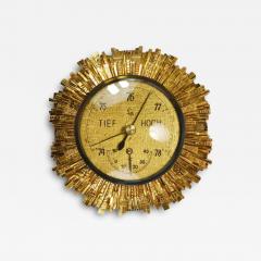  Lufft Lufft Sunburst Golden Brass Wall Weather Station Barometer Thermometer 1950s - 4069920