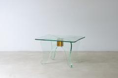  Luigi Brusotti Elegant coffee table in thick cut glass in Nile green color - 3891599