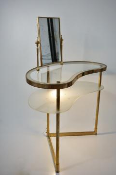  Luigi Brusotti Luigi Brusotti brass and glass dressing table vanity with mirror and light 1940 - 3830899