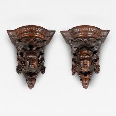  Luigi Frullini Pair Of Renaissance Revival Carved Walnut Wall Brackets By Luigi Frullini - 4189065
