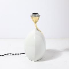  Lumi Mid Century White Ceramic Polished Brass Sculptural Table Lamps by Lumi Murano - 4304496
