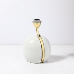  Lumi Mid Century White Ceramic Polished Brass Sculptural Table Lamps by Lumi Murano - 4304502