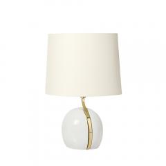 Lumi Mid Century White Ceramic Polished Brass Sculptural Table Lamps by Lumi Murano - 4304512