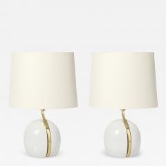  Lumi Mid Century White Ceramic Polished Brass Sculptural Table Lamps by Lumi Murano - 4306358