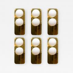  Lumi Set of Six Wall Sconces in Brass and Glass by Italian Manufacturer Lumi - 728264