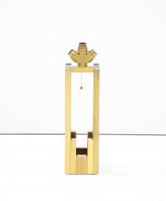  Lumica Pair of Geometric Brass and Chrome Table Lamps by Willy Rizzo for Lumica - 2741175