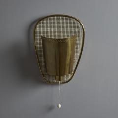  Luminalite Pair of 1950s Jacques Biny Brass and Perforated Metal Sconces for Luminalite - 3829564