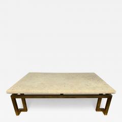  Luten Clarey Stern LCS Fossil Stone and Brass Coffee Table by Luten Clary Stern Inc circa 1980 - 4789819