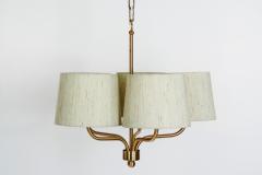  Luxus Five Arm Brass Ceiling Lamp with Fabric Shades by Luxus Vittsj Sweden 1960s - 3380131
