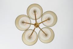  Luxus Five Arm Brass Ceiling Lamp with Fabric Shades by Luxus Vittsj Sweden 1960s - 3380133