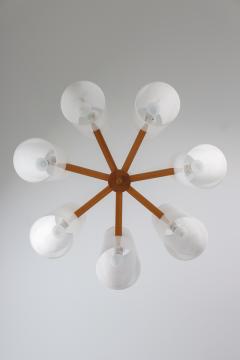  Luxus Large Swedish Midcentury Chandeliers in Acrylic Pine and Brass by Luxus 1960s - 803125