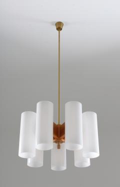  Luxus Large Swedish Midcentury Chandeliers in Acrylic Pine and Brass by Luxus 1960s - 803127