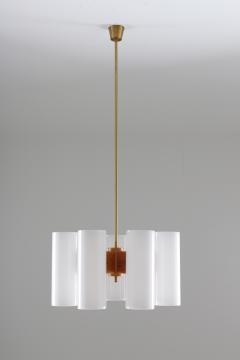 Luxus Large Swedish Midcentury Chandeliers in Acrylic Pine and Brass by Luxus 1960s - 803129