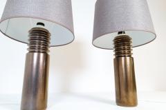  Luxus Mid Century Modern Pair of Ceramic Brutalist Table Lamps Luxus Sweden 1970s - 2491955