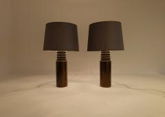  Luxus Mid Century Modern Pair of Ceramic Brutalist Table Lamps Luxus Sweden 1970s - 2491961