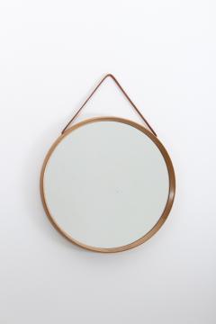  Luxus Round Swedish Midcentury Mirror in Oak by Uno O sten Kristiansson for Luxus - 803871