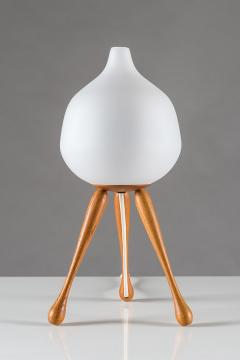  Luxus Scandinavian Table Lamp by in Oak and Opaline Glass by Luxus Sweden - 833587