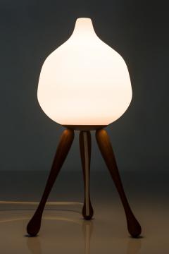  Luxus Scandinavian Table Lamp by in Oak and Opaline Glass by Luxus Sweden - 833588