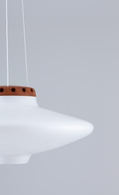  Luxus Swedish Midcentury Pendant in Oak and Opaline Glass by Luxus - 1619739