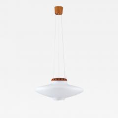  Luxus Swedish Midcentury Pendant in Oak and Opaline Glass by Luxus - 1620469