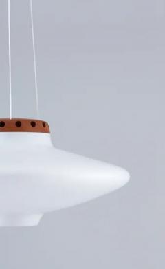  Luxus Swedish Midcentury Pendant in Oak and Opaline Glass by Luxus - 3244757